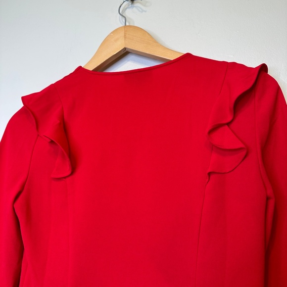 Topshop | Retro Mod Design Ruffle Details V-Neck Holiday Mini Blazer Dress - Picture 8 of 15